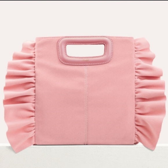 Maje Pink Velvet Ruffle Crossbody/Clutch Bag - Picture 1 of 15